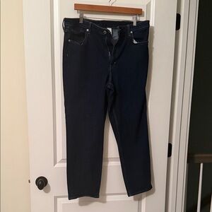 H&M Women's High Waist Straight Leg Dark Blue Jeans